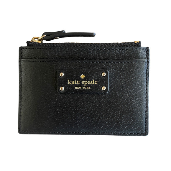 KATE SPADE Grove Street Adi Black Leather Essential Card Holder Zip Wallet NWOT - Picture 1 of 7